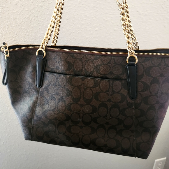Coach Ava Chain Tote Signature Canvas in Brown/Black AUTHENTIC - Picture 3 of 9